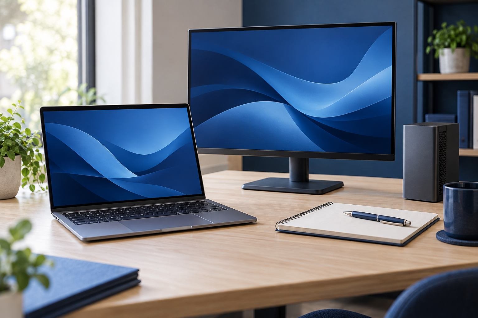 Laptop y computadora de escritorio como opciones de equipos de cómputo.